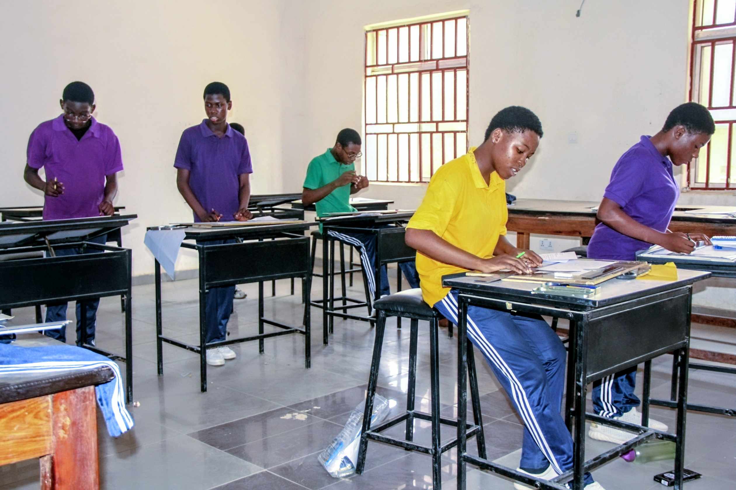AIA students working at drafting desks